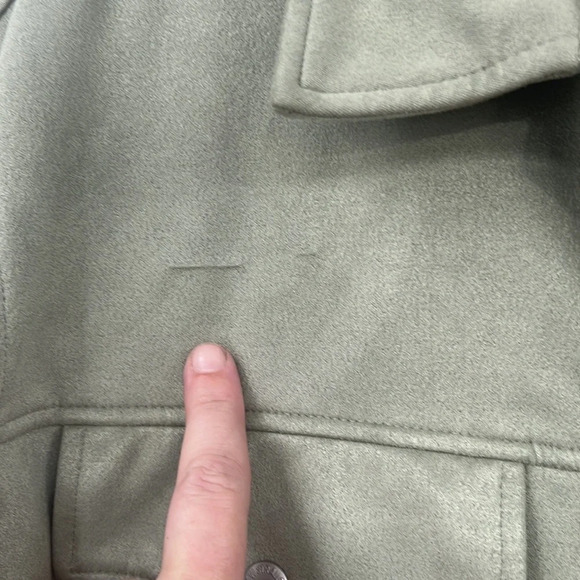 Levi’s Shirt Jacket Women’s Large Green Faux Suede‎ Zip Snap Front Microsuede - Picture 3 of 11